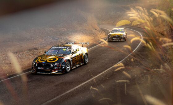 Two Penrite Racing Mustangs on the Darwin Track to Town